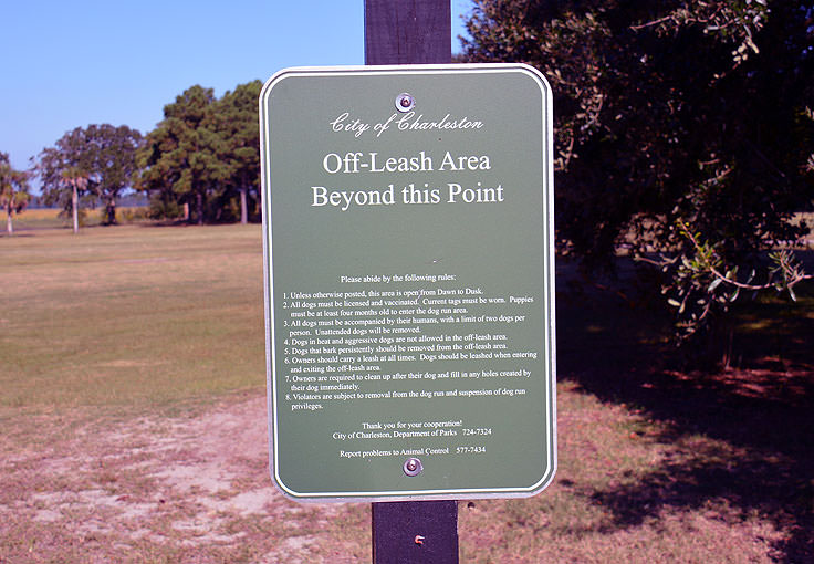Off-leash area in Brittlebank park, Charleston SC