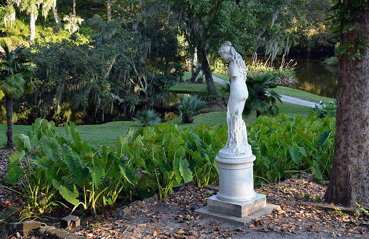 A statue in a garden at Middleton Place Plantation in Charleston, SC