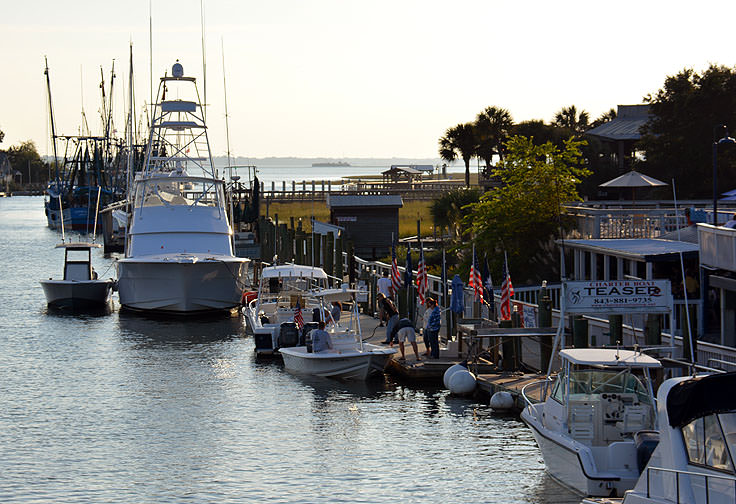 Boats line Shem Creek in Mt. Pleasant, SC